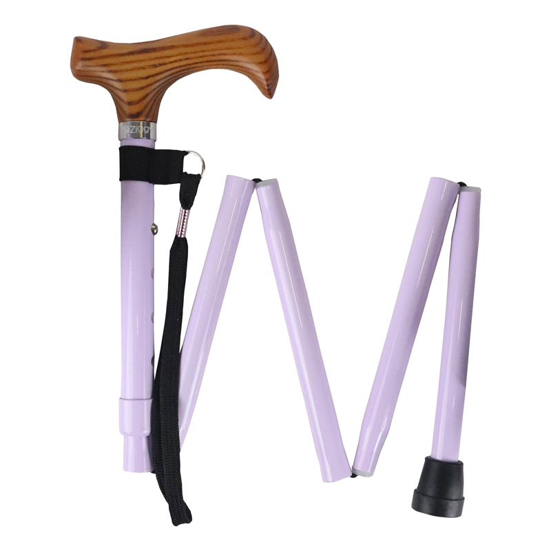 Ziggy Height-Adjustable Compact Folding Aluminium Walking Stick (Pastel Lilac)