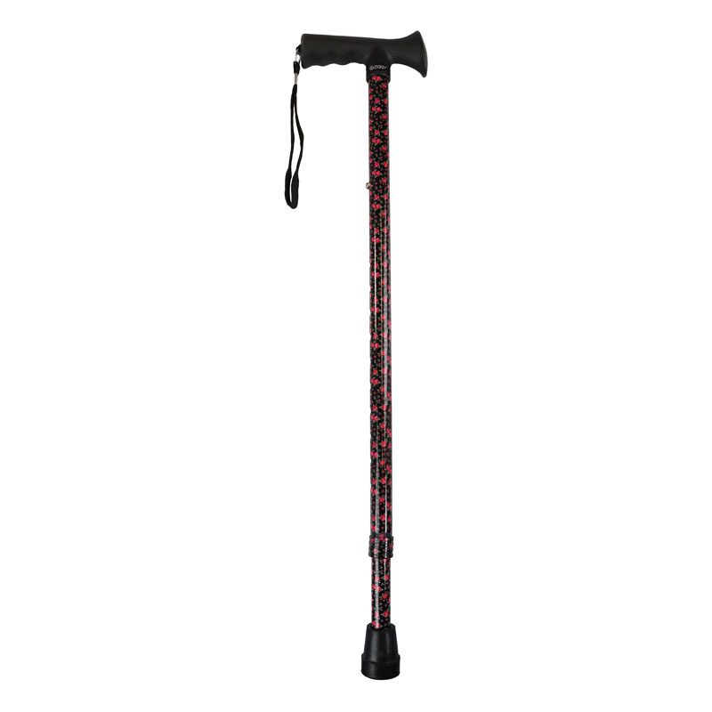 Ziggy Floral Height-Adjustable Walking Stick with Gel Crutch Handle