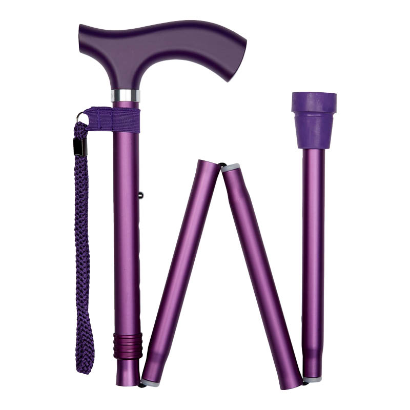 Ziggy Purple Metallic Crutch Handle Folding Adjustable Walking Stick