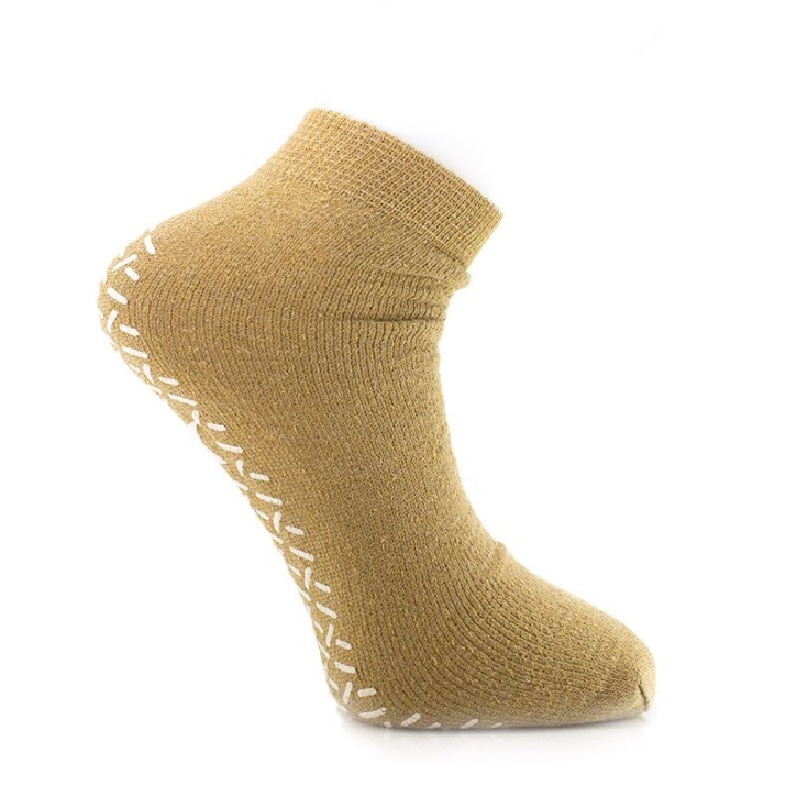 Medline Large Beige Non-Slip Fall-Prevention Slipper Socks (One Pair)