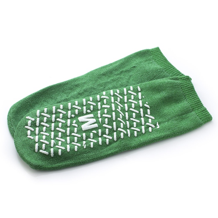 Medline Medium Green Non-Slip Fall-Prevention Slipper Socks (One Pair)