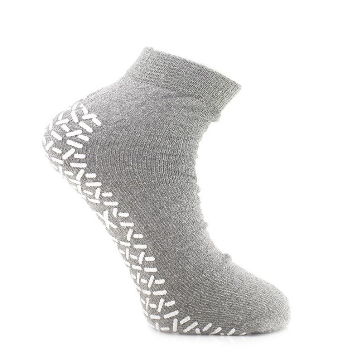 Medline XX-Large Grey Non-Slip Fall-Prevention Slipper Socks (One Pair)