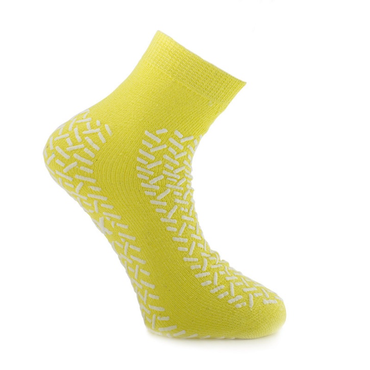 Medline Large Yellow Non-Slip Fall-Prevention Slipper Socks (One Pair)