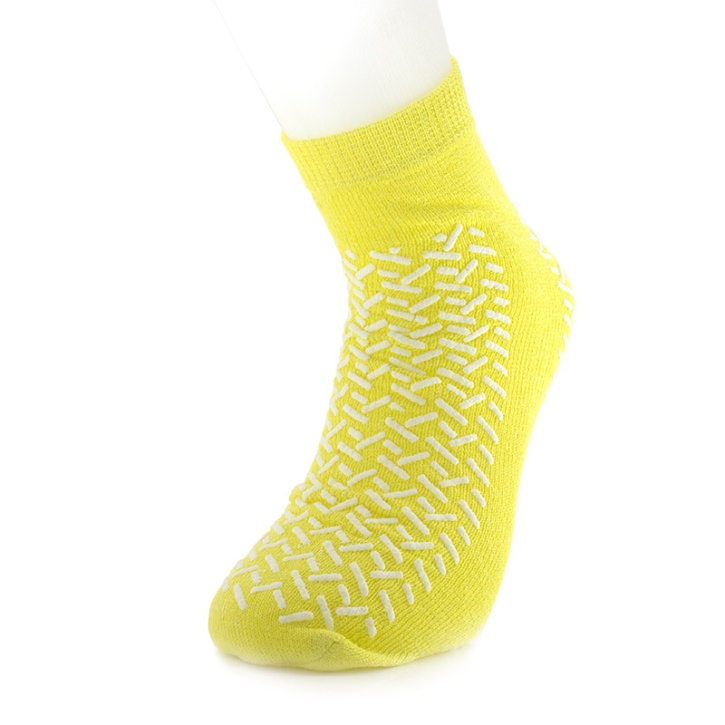 Medline Large Yellow Non-Slip Fall-Prevention Slipper Socks (One Pair)