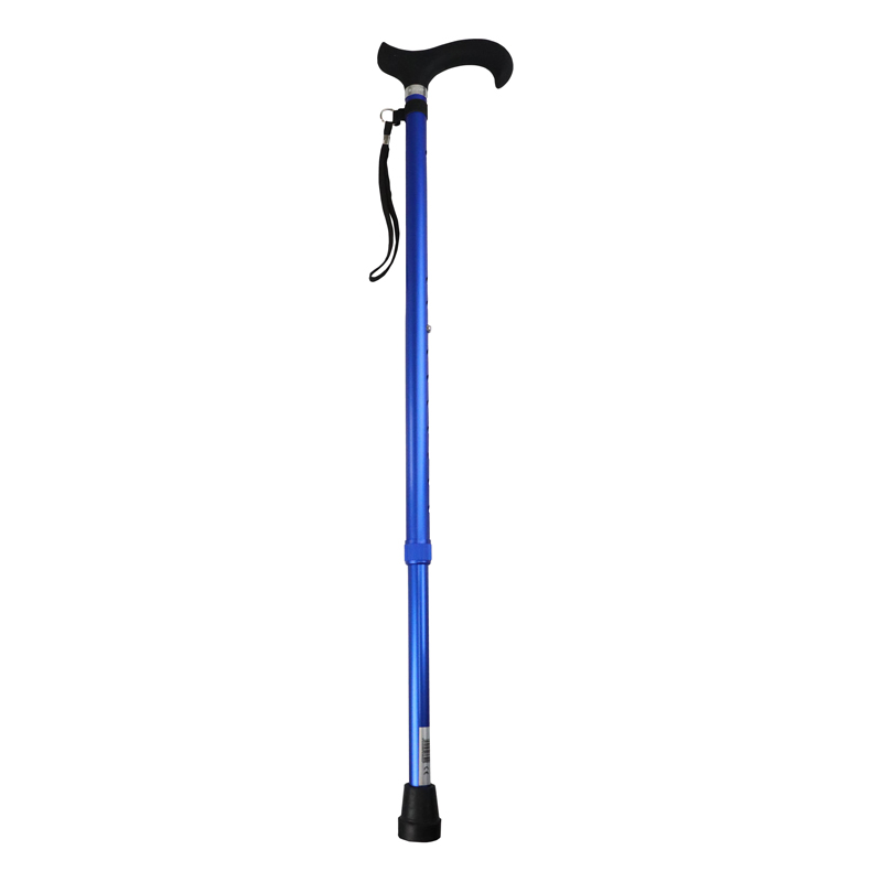 Metallic Blue Adjustable Walking Stick with Silicone Derby Handle