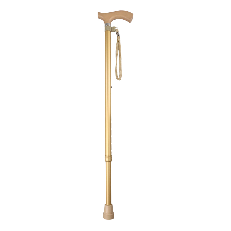 Metallic Gold Adjustable Lightweight Walking Stick with Matching Ferrule