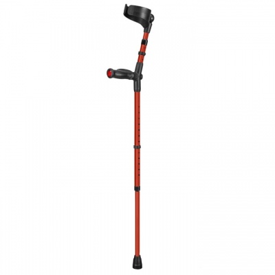 Ossenberg Closed-Cuff Comfort-Grip Double-Adjustable Red Crutch (Left Hand)