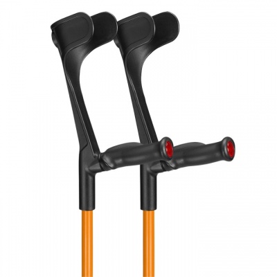 Ossenberg Open-Cuff Comfort-Grip Adjustable Orange Crutches (Pair)