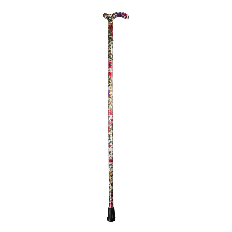 Petite Adjustable Folding Easy-Joint Violet and Pink Floral Walking Cane