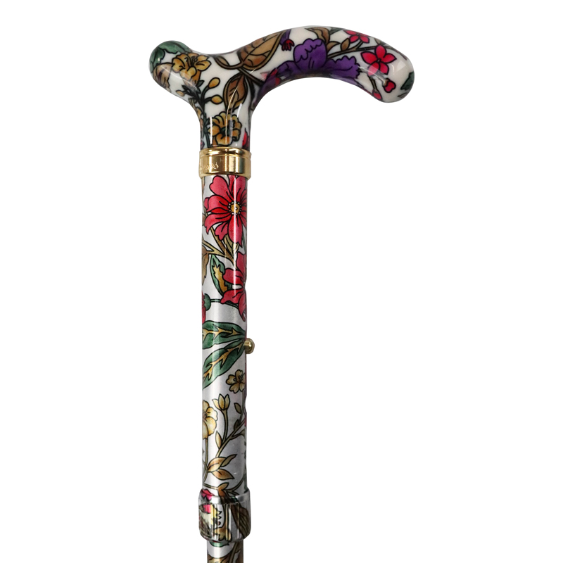 Petite Adjustable Folding Easy-Joint Violet and Pink Floral Walking Cane