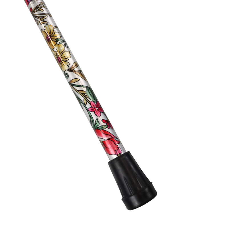 Petite Adjustable Folding Easy-Joint Violet and Pink Floral Walking Cane