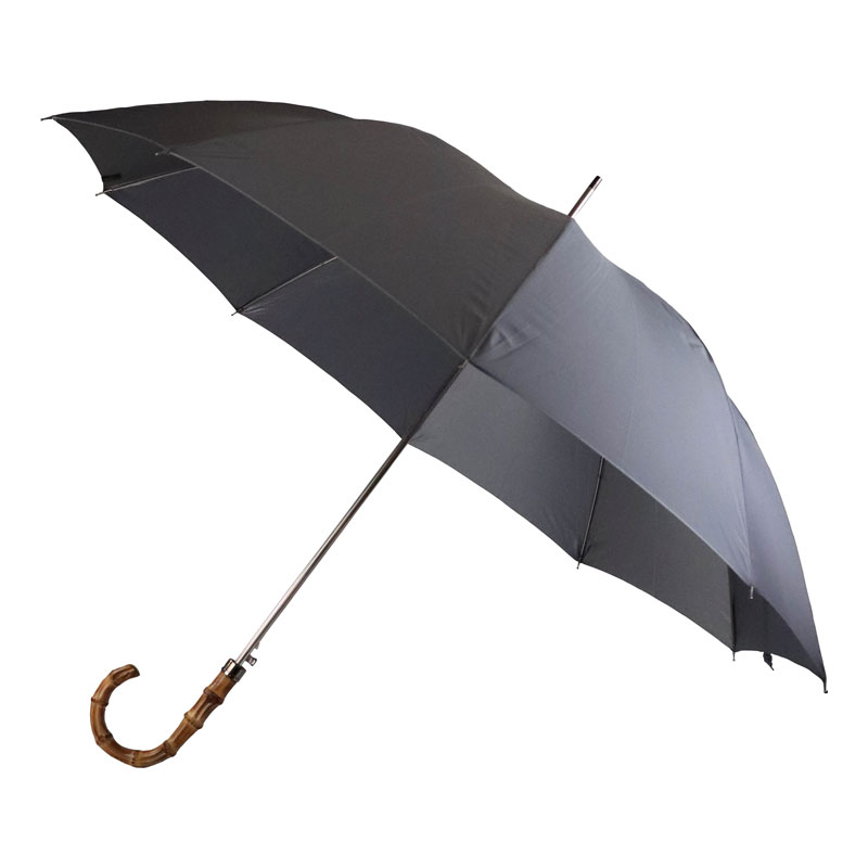 Silver-Tipped Gent's Grey Umbrella with Bamboo Handle