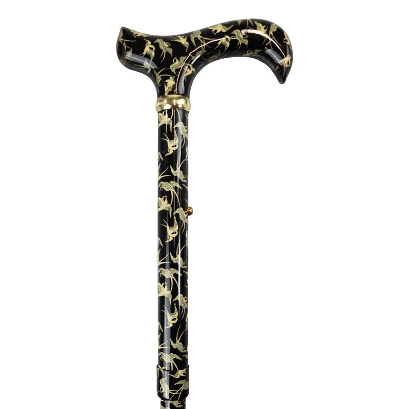 Swallow Pattern Derby Adjustable Folding Walking Stick