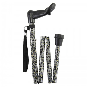 Black Adjustable Folding Walking Stick 