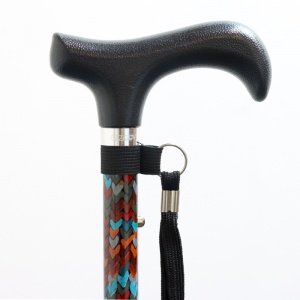 House Black and Red Flame Carbon Fibre Adjustable and Foldable Walking Stick