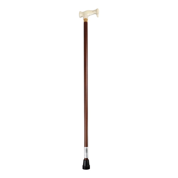 White Marble-Effect Escort Crutch Handle Wooden Walking Stick