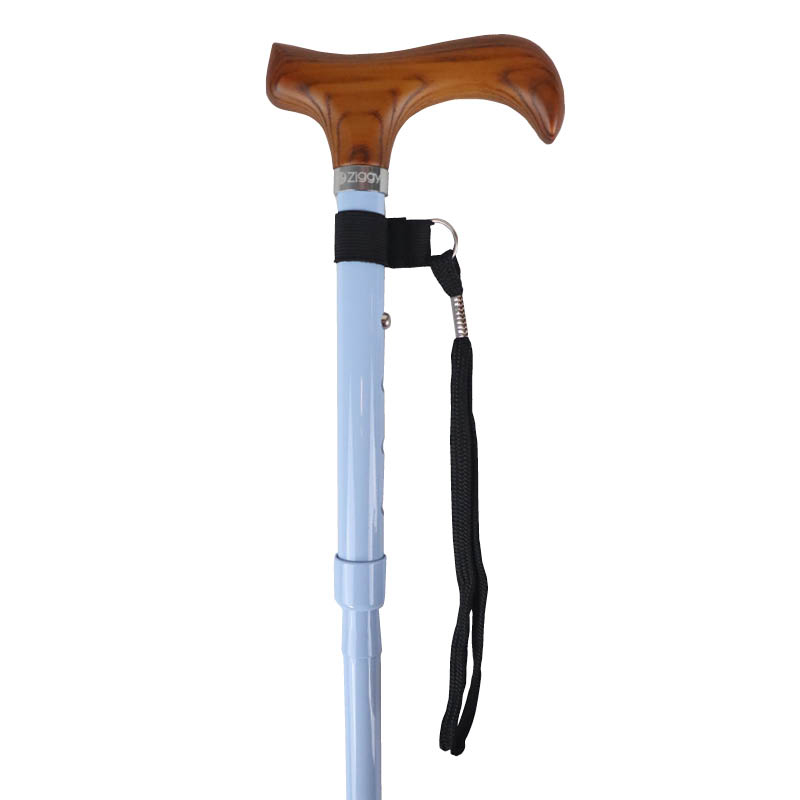 Ziggy Height-Adjustable Compact Folding Aluminium Walking Stick (Pastel Blue)