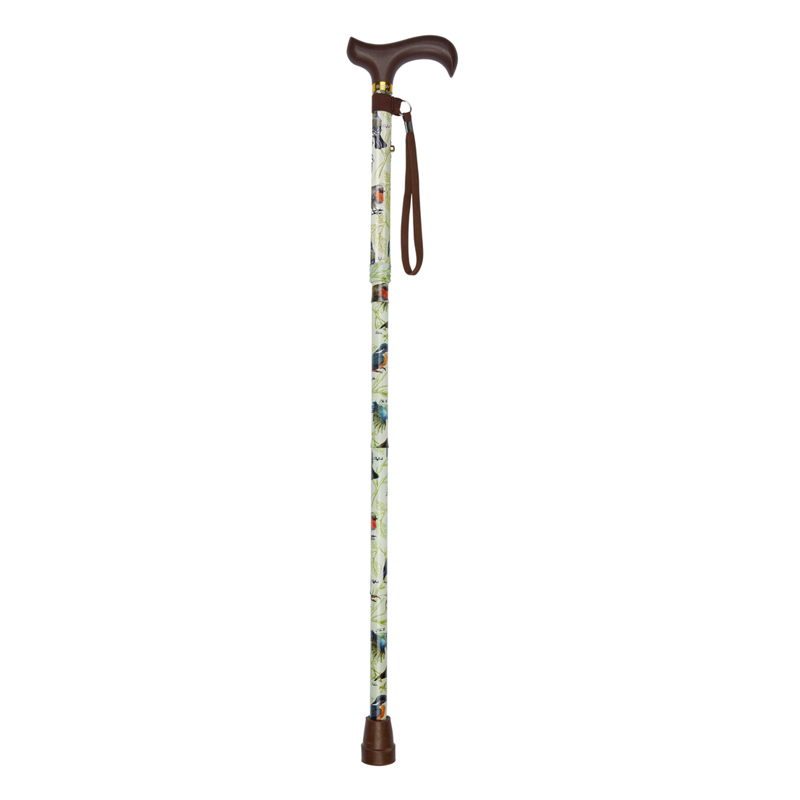 Ziggy Bird-Pattern Folding Height-Adjustable Walking Stick