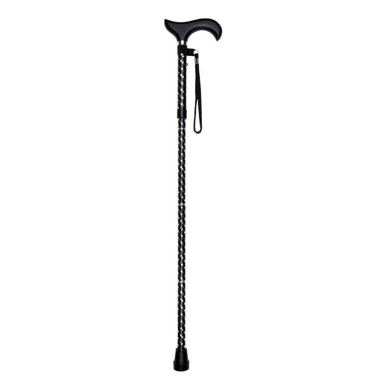 Ziggy Black Engraved Derby-Handle Folding Easily-Adjustable Walking Stick