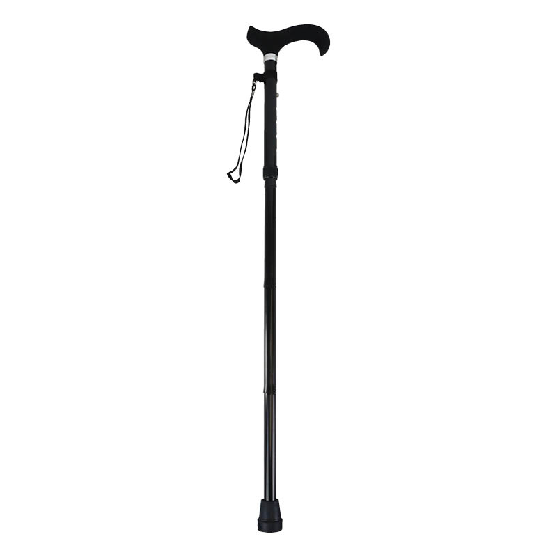 Ziggy Black Height-Adjustable Folding Walking Stick With Silicone Handle