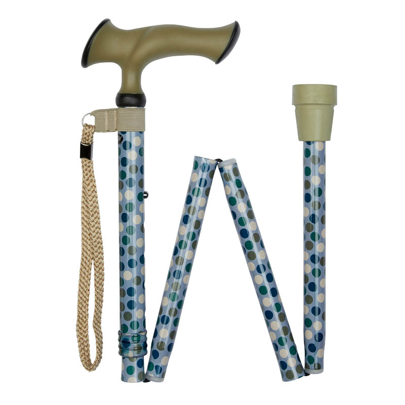 Ziggy Blue Canyon Spots Ergonomic Gel-Handle Folding Walking Stick