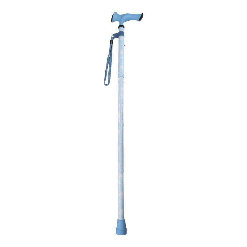 Ziggy Blue Circle Pattern Ergonomic Gel-Handle Folding Walking Stick