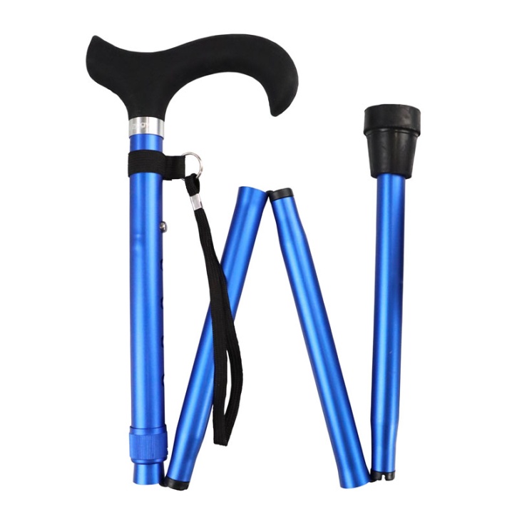 Ziggy Blue Height-Adjustable Folding Walking Stick With Silicone Handle