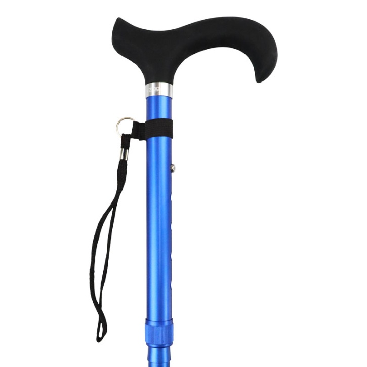 Ziggy Blue Height-Adjustable Folding Walking Stick With Silicone Handle