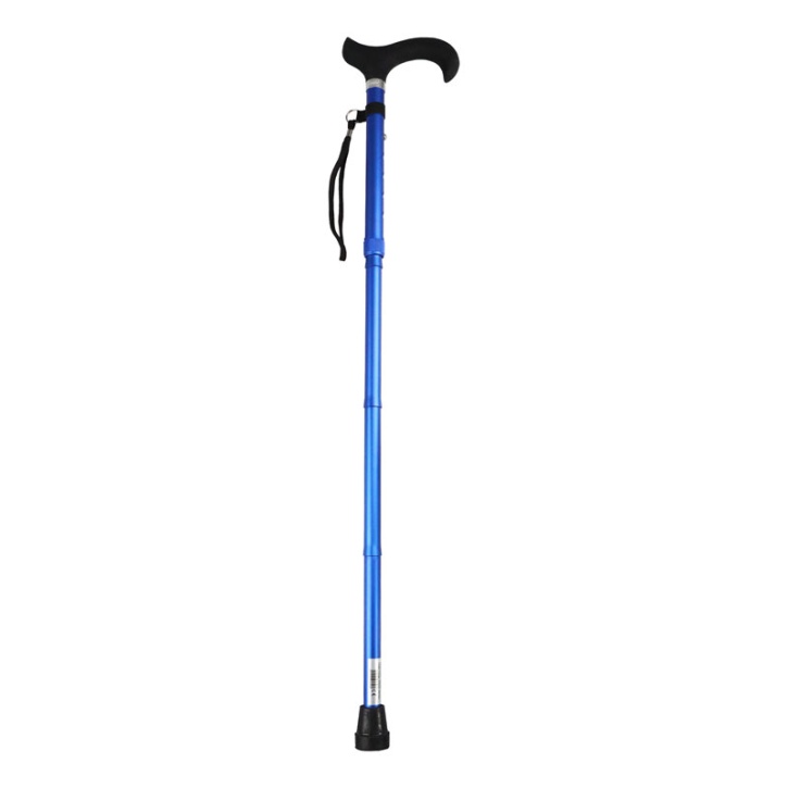 Ziggy Blue Height-Adjustable Folding Walking Stick With Silicone Handle