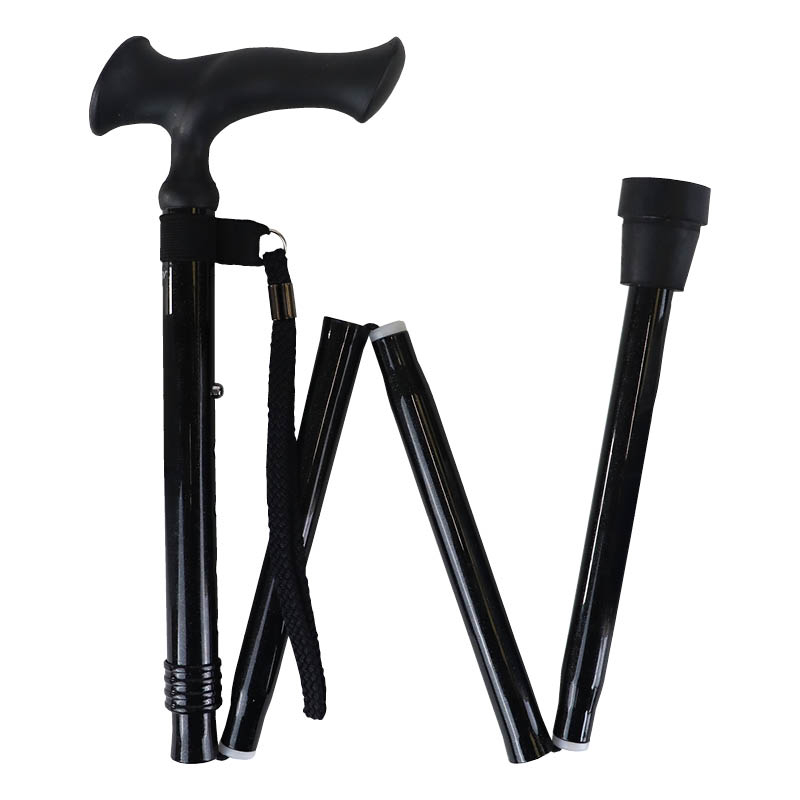 Ziggy Classic Black Ergonomic Gel Handle Folding Walking Stick