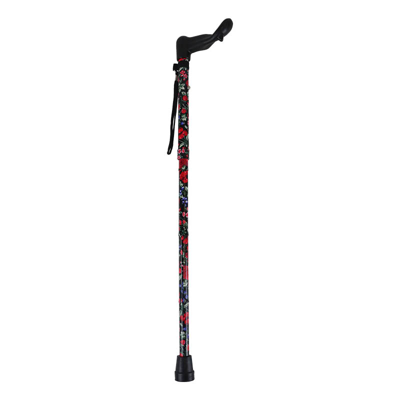 Ziggy Fruit-Pattern Adjustable Folding Walking Stick with Anatomical Handle (Left Hand)