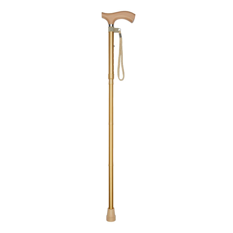 Ziggy Gold Metallic Crutch-Handle Folding Adjustable Walking Stick