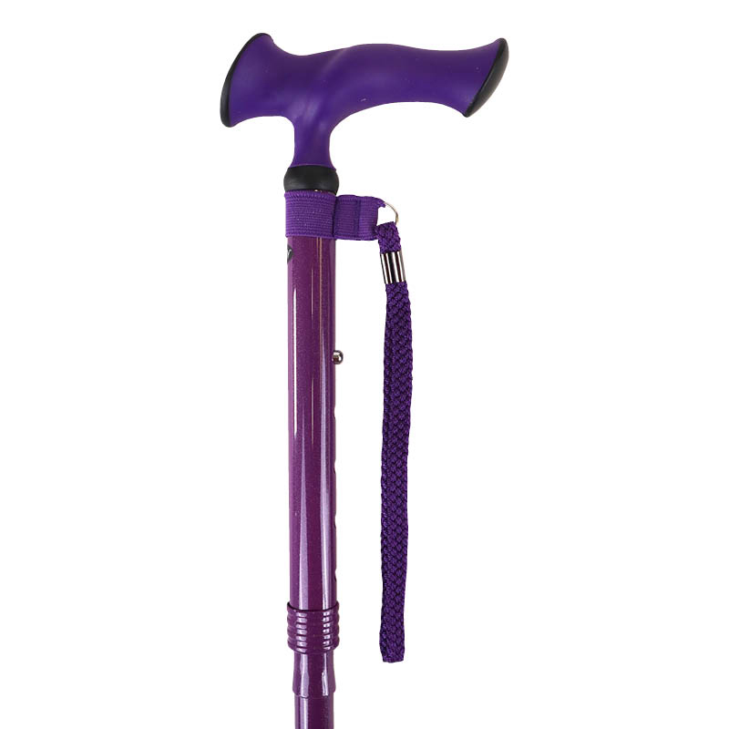 Ziggy Purple Ergonomic Gel Handle Folding Walking Stick