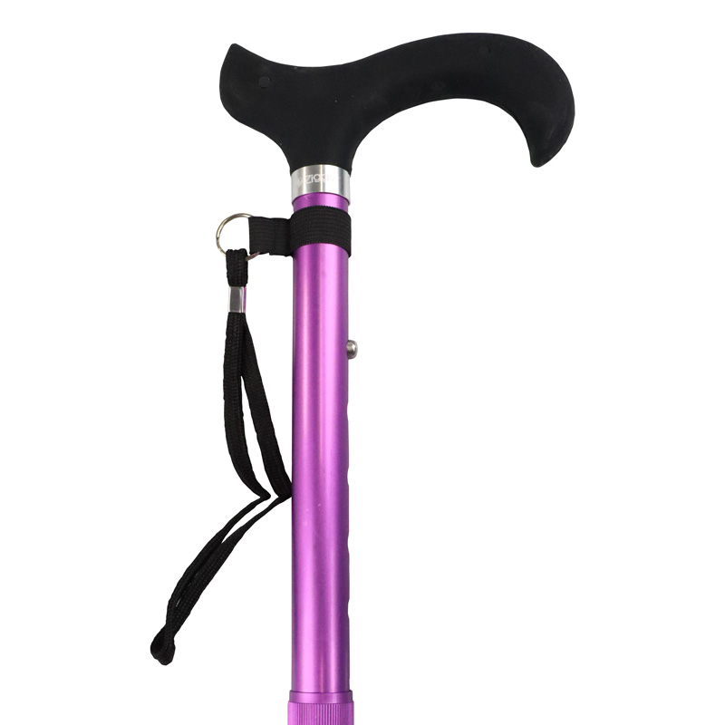 Ziggy Purple Height-Adjustable Folding Walking Stick With Silicone Handle