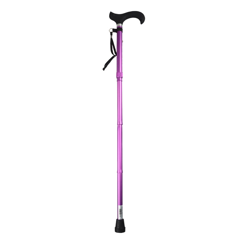 Ziggy Purple Height-Adjustable Folding Walking Stick With Silicone Handle