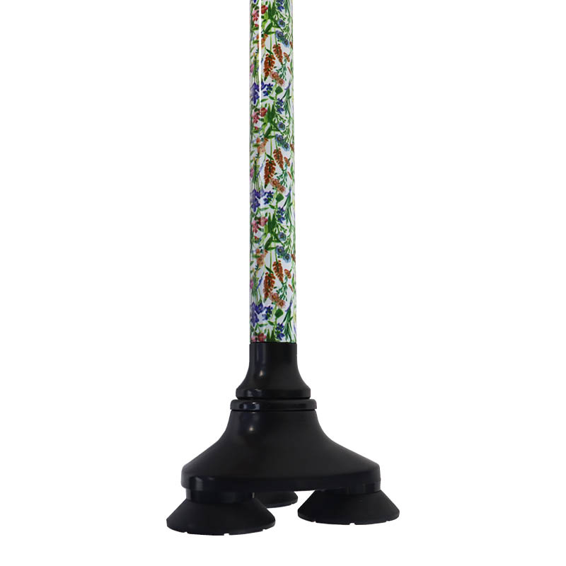 Ziggy Wildflowers Tribase Height-Adjustable Folding Walking Stick with Crutch Handle